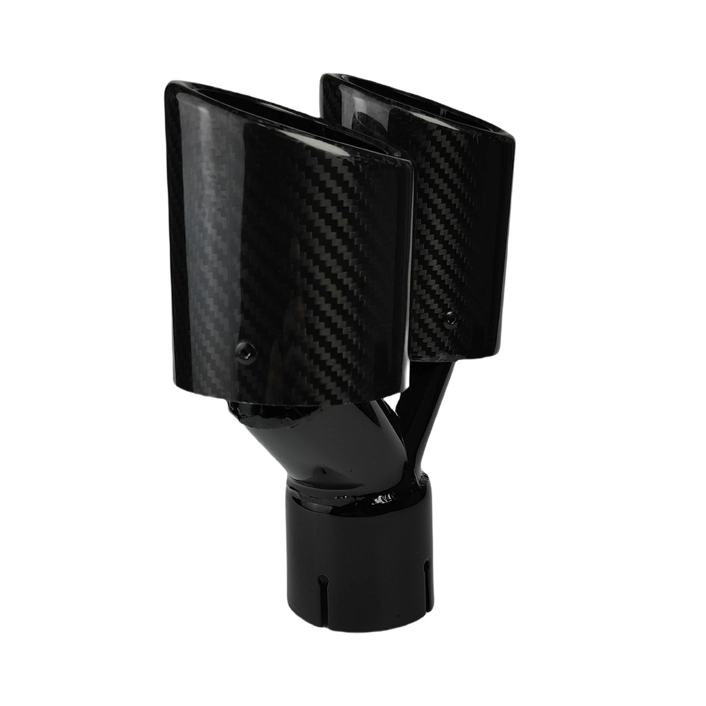 1 Pcs Universal Car Carbon Fibre Tail Throat Silencer Length Black Y-Shaped Double Out Twill Glossy Exhaust Muffler Tip