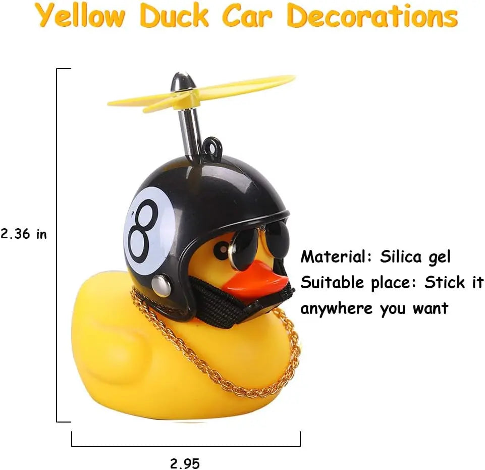 Car Cute Little Yellow Duck with Helmet Propeller Wind-breaking Duck Auto Internal Decoration Car Ornaments Accessories Kids Toy