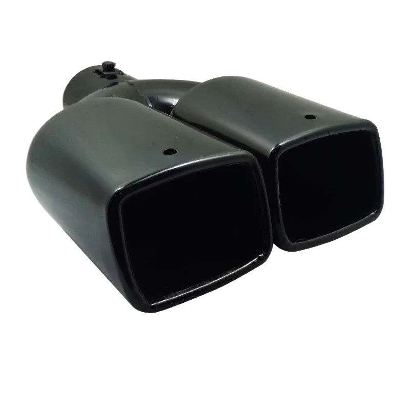 Exhaust Tip Universal Double Outlet Nozzle Rear Muffler Tip Stainless Steel Square Mouth Exhaust Pipe Muffler Inlet 60mm