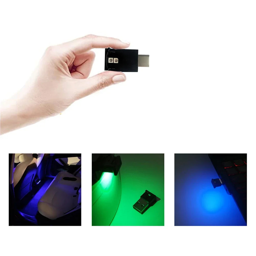 Creative Mini Type-C LED RGB Ambient Light USB-C RGB LED Car Interior Night Lights High Brightness 100LM for Tesla Model S 3 X Y