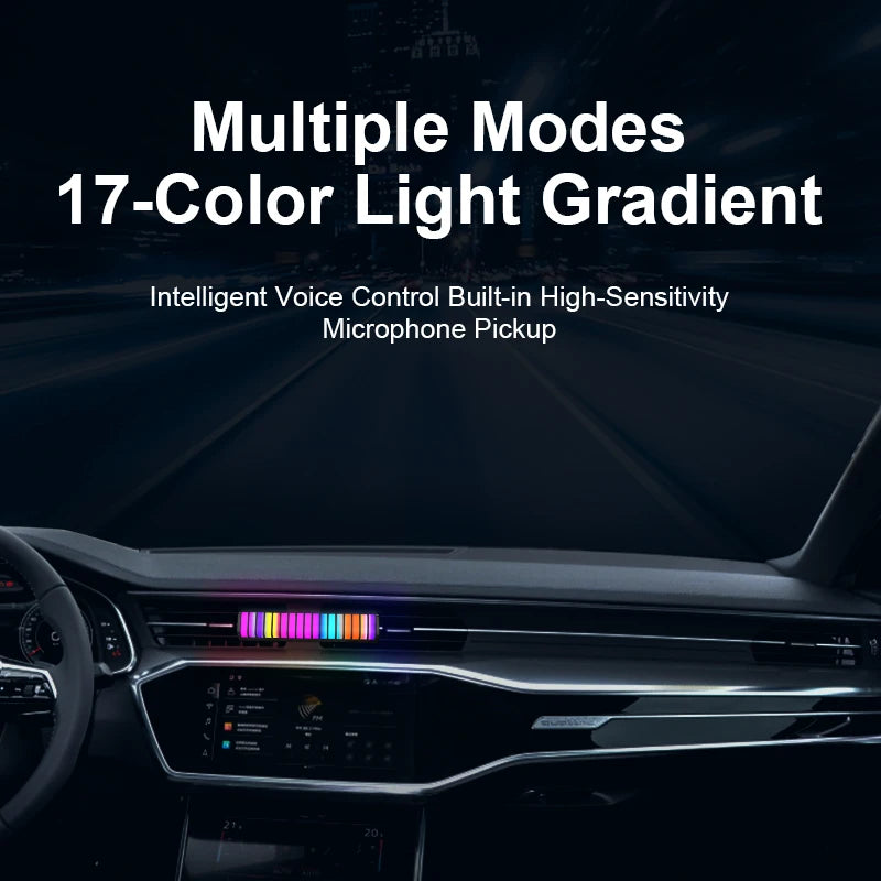 Car RGB LED Strip Light Music Sound Control Pickup Rhythm Ambient Lamp Atmosphere Light Bar Air Freshener Aromatherapy 2 In 1