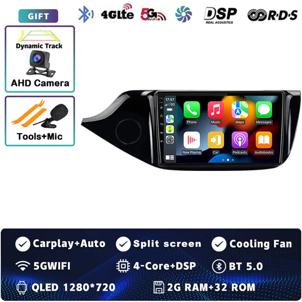 Android 14 Carplay Car Radio For KIA Cee'd CEED JD 2012 2013 2014 - 2018 Multimedia Video Player Navigation GPS Stereo 2 Din DVD