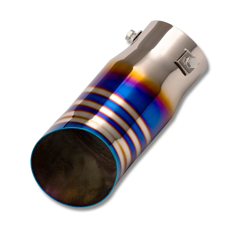 Universal Inlet 68mm Exhaust Muffler Pipe Stainless Steel Chrome Brunt Blue Car Tail Throat Trim Rear Car Accessories