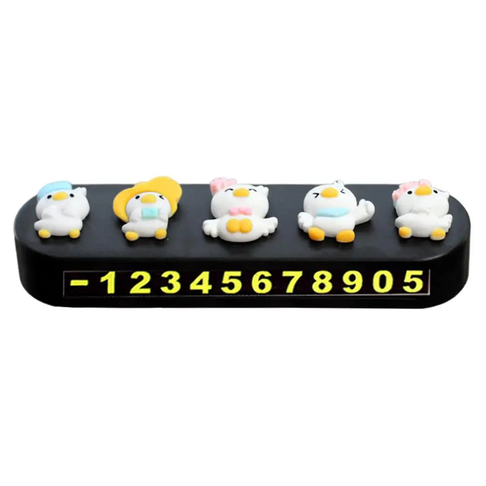 Car Number Plate Cartoon Little Duck Temporary Parking For Auto Interior Decoration Vehicle Accessories