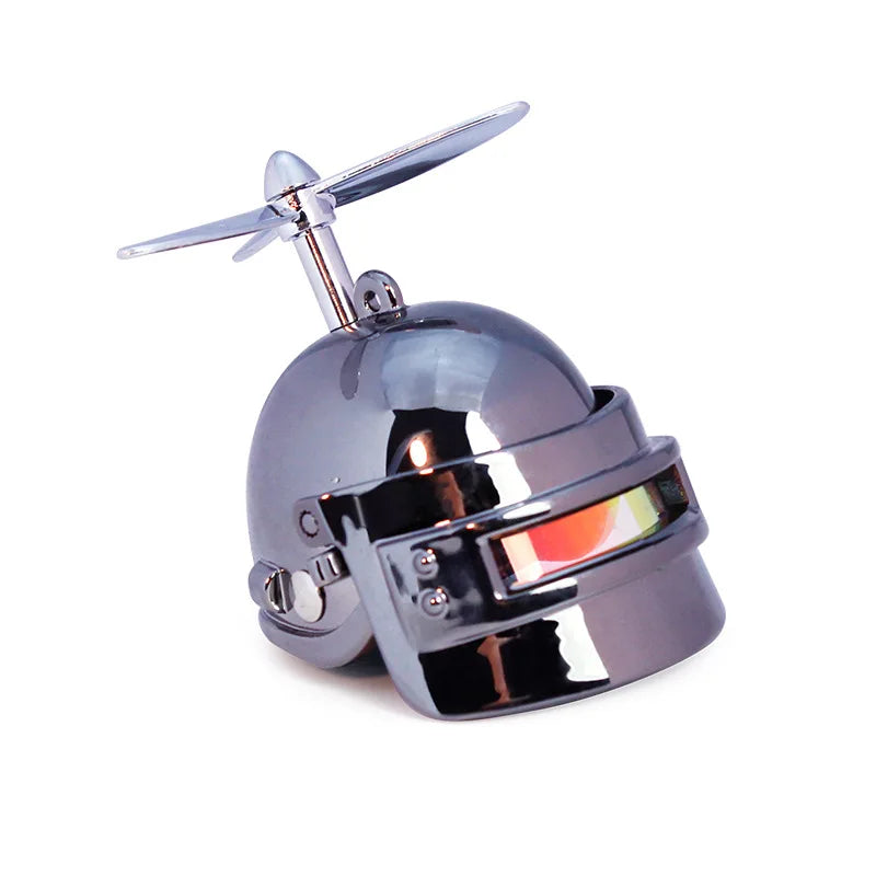 Car Interior Decoration Yellow Duck Accessories Three-level Helmet with Silver Propeller Duck Accessories Weapons Toy Gun AMW