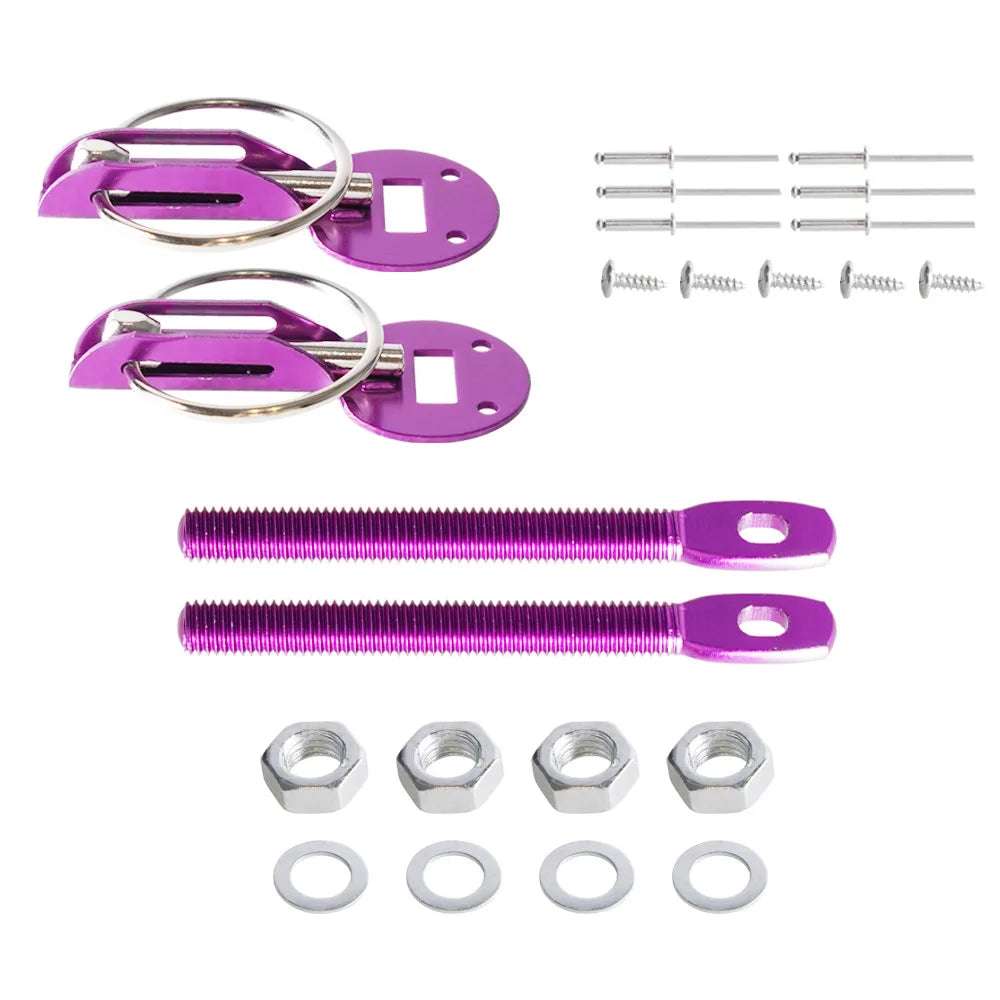 Universal Aluminum Alloy Mount Hood Pin Bonnet Lock Kit Car Tunning Lock Kit Down Hood Lock Latch Pins Vehicle Accessories