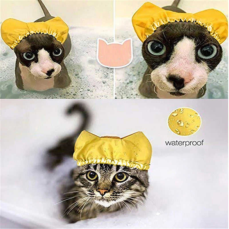 Bath Shower Cap for Cat Double Waterproof Layers Bathing Shower Dog Shower Cap Prevent Water From Getting Into the Ears