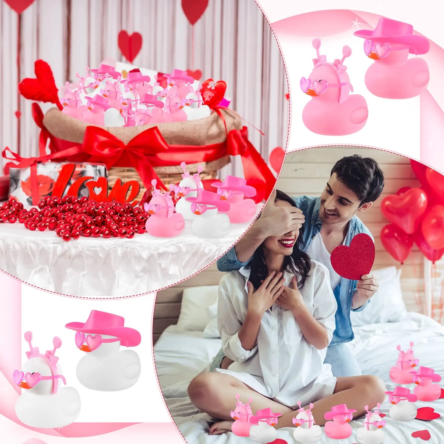 24/48Pcs Valentine's Day Rubber Ducks Mini Valentine's Day Ducks Bath Toys Valentine Party Decorations Holiday Rubber Ducks