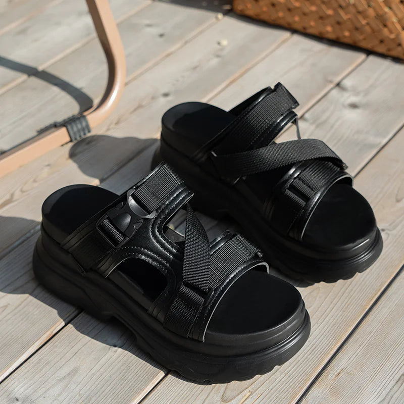 Fashion Summer Women Sandals Peep-toe Wedge Platform Sneakers Woman Heels Thick Bottom Sandal New Casual Beach Flip Flops