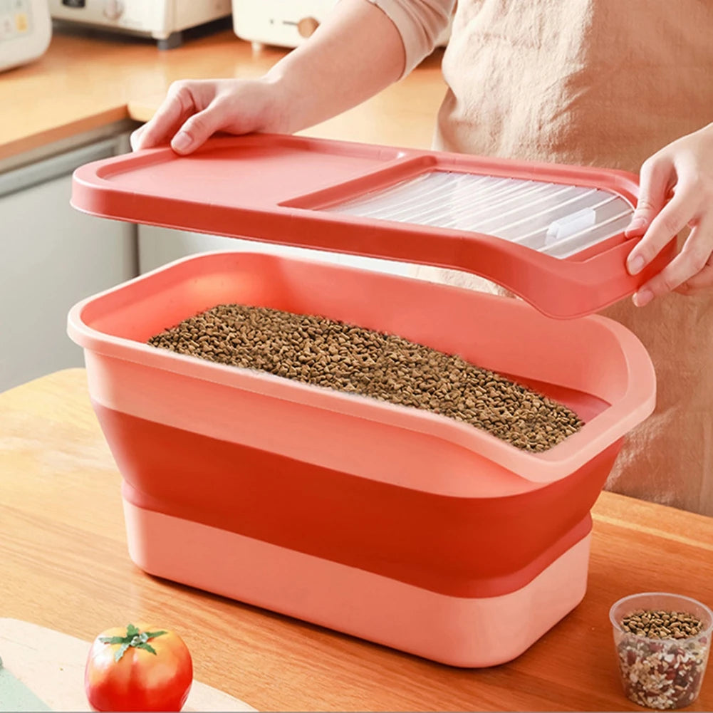 Cat Dog Food Storage Container Moisture-proof Split Design Easy to Disassemble Large Capacity Folding Sealed Pet Food Container