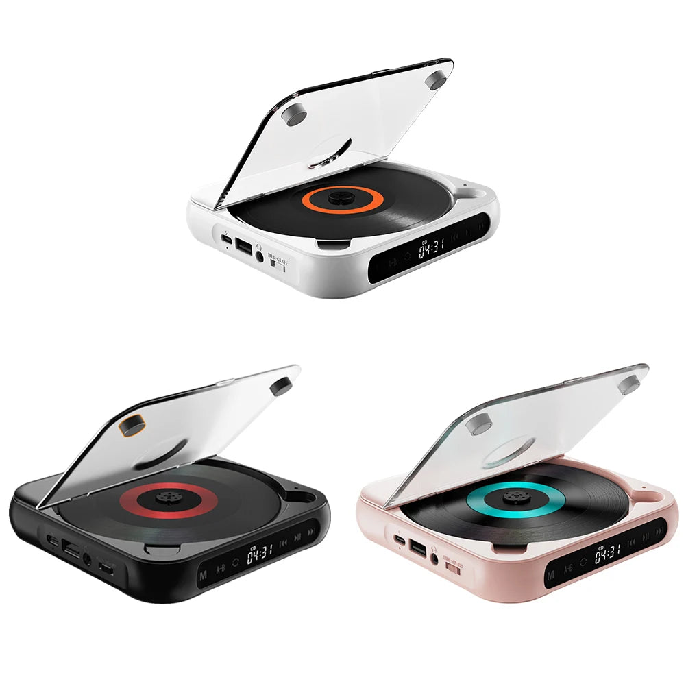 CD Player A-B Repeat Bluetooth-Compatible CD Player USB AUX Playback Car CD Player Memory Function 1200 MAh Battery for Home Car