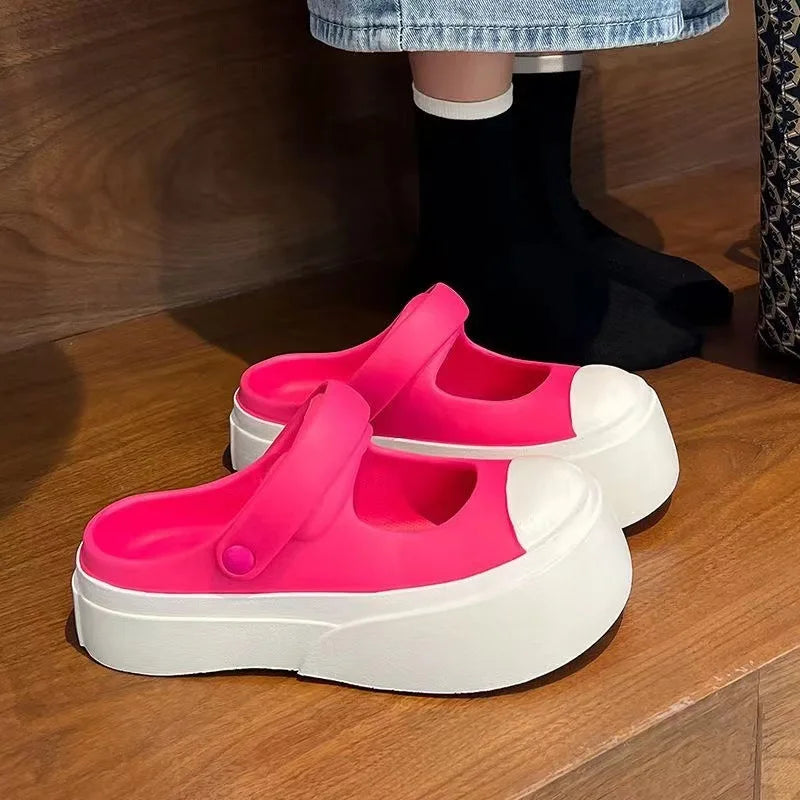 Women Slippers Leisure Versatile Two Wear Sweet Thick Sole Sandals Multi Color Ladies Fashion PVC External Wearing Sandals