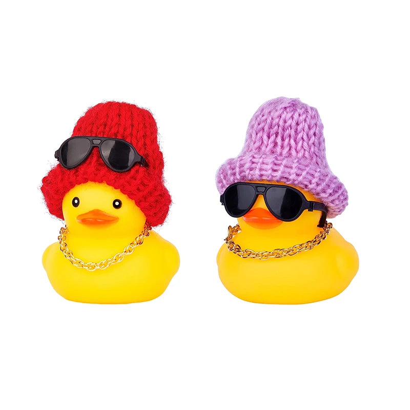 2 Set Car Duck Mini Car Dashboard Yellow Rubber Duckies Toy Jeep Duck Party Favor Car Decoration Table Ornament Car Accessory