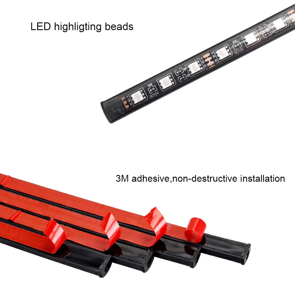12V RGB Lights Bluetooth LED Strips Car Interior Ambient Lamp Foot Seat Door Decorative Set Smart Control Automotive Accessories