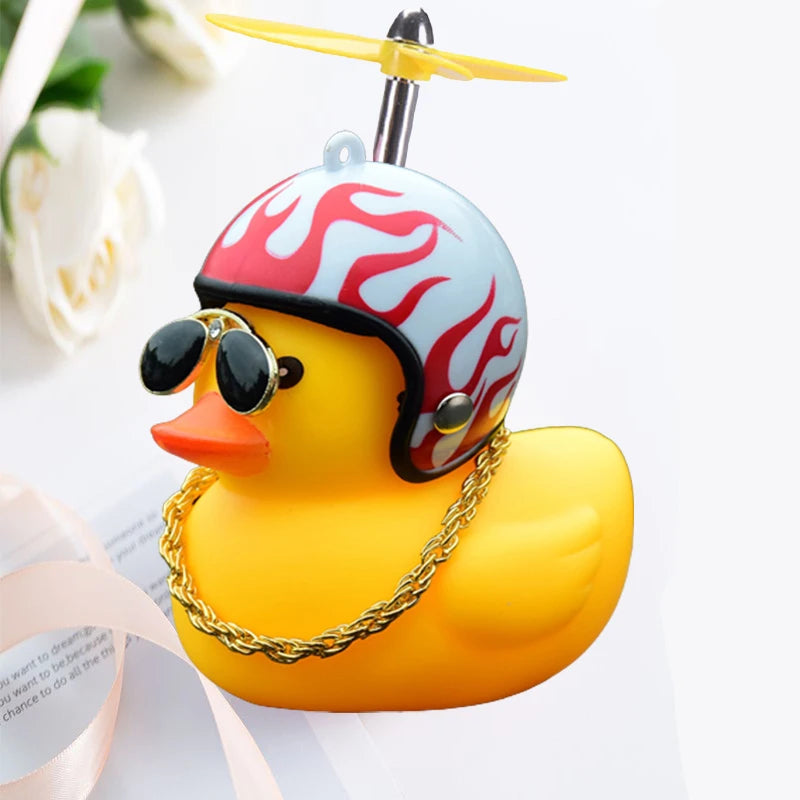 Car Cute Little Yellow Duck With Helmet Propeller Wind-breaking Duck Auto Internal Decoration Car Ornaments Accessories Kids Toy