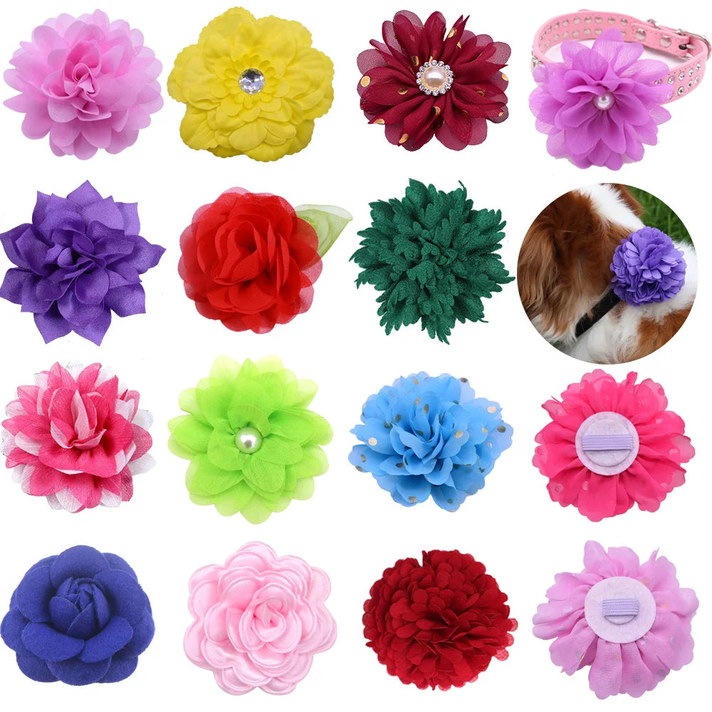 50PCS Dog Hair Bows Bulk Pet Accessories Best Sellers Collar Flower Charms Removable Dog Tie Wholesale Puppy Accessories