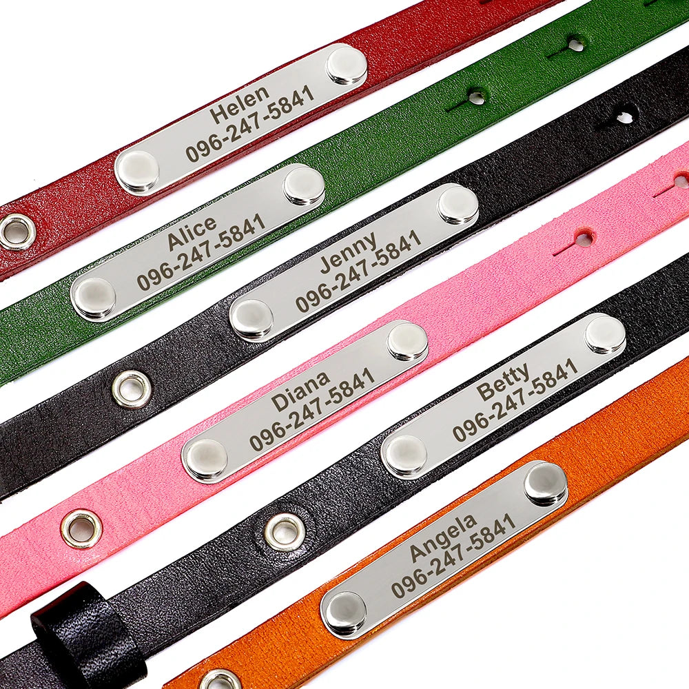Custom Leather Cat Collar Adjustable Personalized Puppy Cat ID Collars Necklace Engraved Name for Cats Kitten Pet Accessories