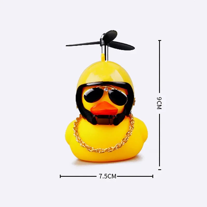 2023 Car Interior Broken Wind Small Yellow Duck with Helmet Airscrew Cute Wind-breaking Duck Cycling Decoration Ornament