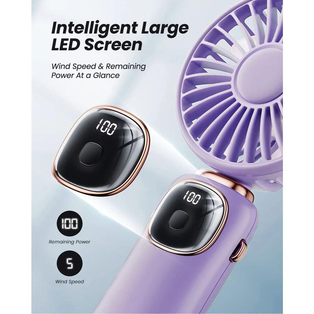 coldSky Portable Fan 5 Speeds USB Rechargeable Handheld Fan 4000mAh Battery Operated Portable Mini Fan for Makeup/Commute/Office