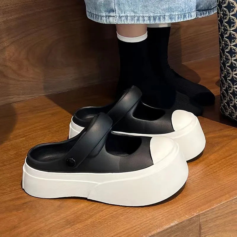 Women Slippers Leisure Versatile Two Wear Sweet Thick Sole Sandals Multi Color Ladies Fashion PVC External Wearing Sandals