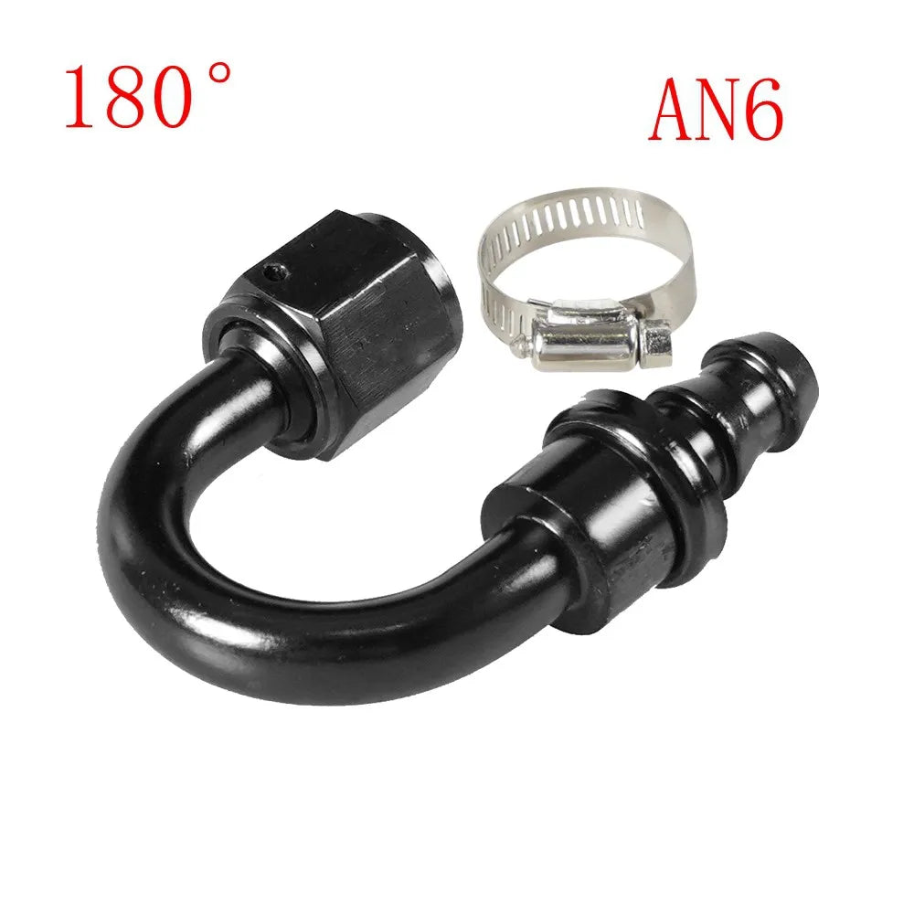 Universal 0 45° 90° 180°Degree AN4 AN6 AN8 AN10 AN12 Oil Fuel Push Lock Hose End Fitting/Adaptor Black