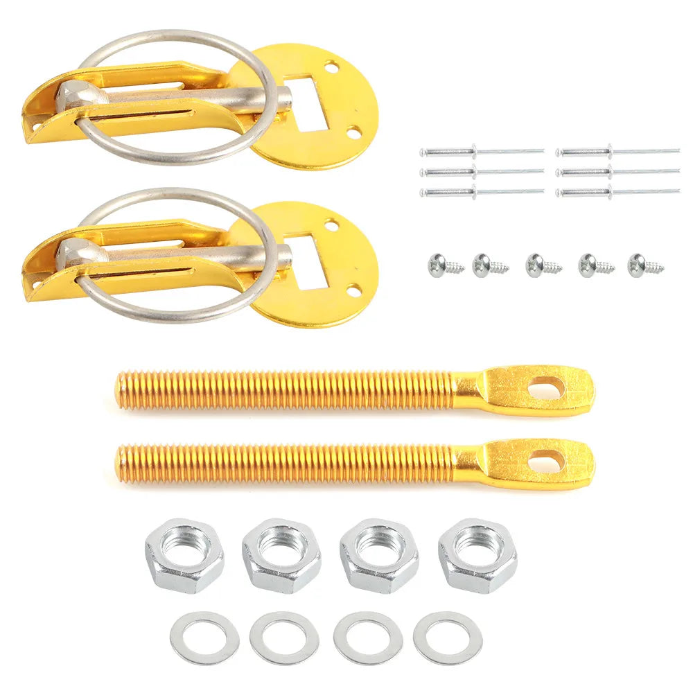 Universal Aluminum Alloy Mount Hood Pin Bonnet Lock Kit Car Tunning Lock Kit Down Hood Lock Latch Pins Vehicle Accessories