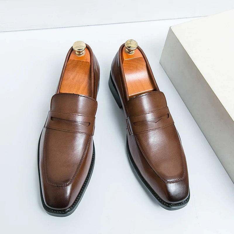 Casual Men's Slip-On Business Loafers High Quality Leather Shoes Gentleman Outdoor Shoes Office Shoes Leisure Ripe-Young Shoes