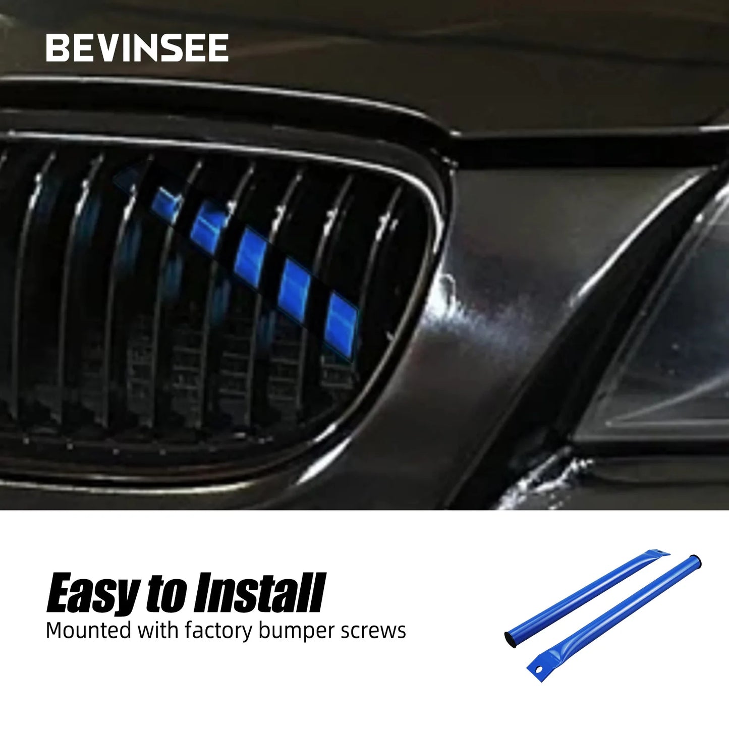 BEVINSEE Front Grille Kidney Braces for BMW E92 E90 E91 E93 2006 2007 2008 2009 2010 2011 2012 2013