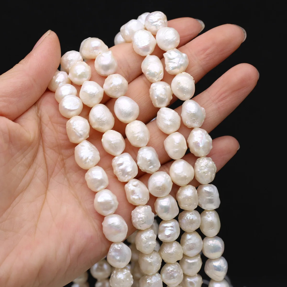 White Irregular Round Natural Freshwater Baroque Pearl 9-10mm Loose Spacing Beaded Jewelry Making Necklace Earrings High Quality