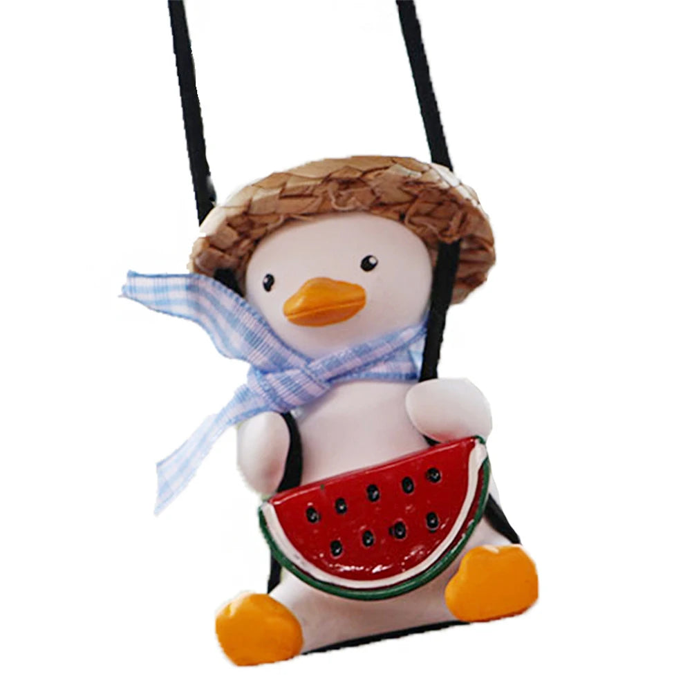 Car Pendant Cute Anime Little Duck Swing Auto Rearview Mirror Hanging Ornaments Interior Decoraction Accessories for Girls Gifts