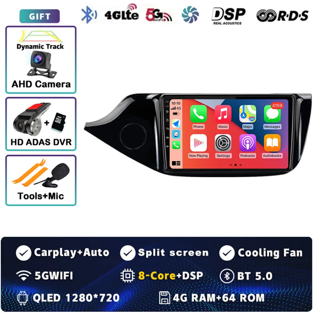 Android 14 Carplay Car Radio For KIA Cee'd CEED JD 2012 2013 2014 - 2018 Multimedia Video Player Navigation GPS Stereo 2 Din DVD