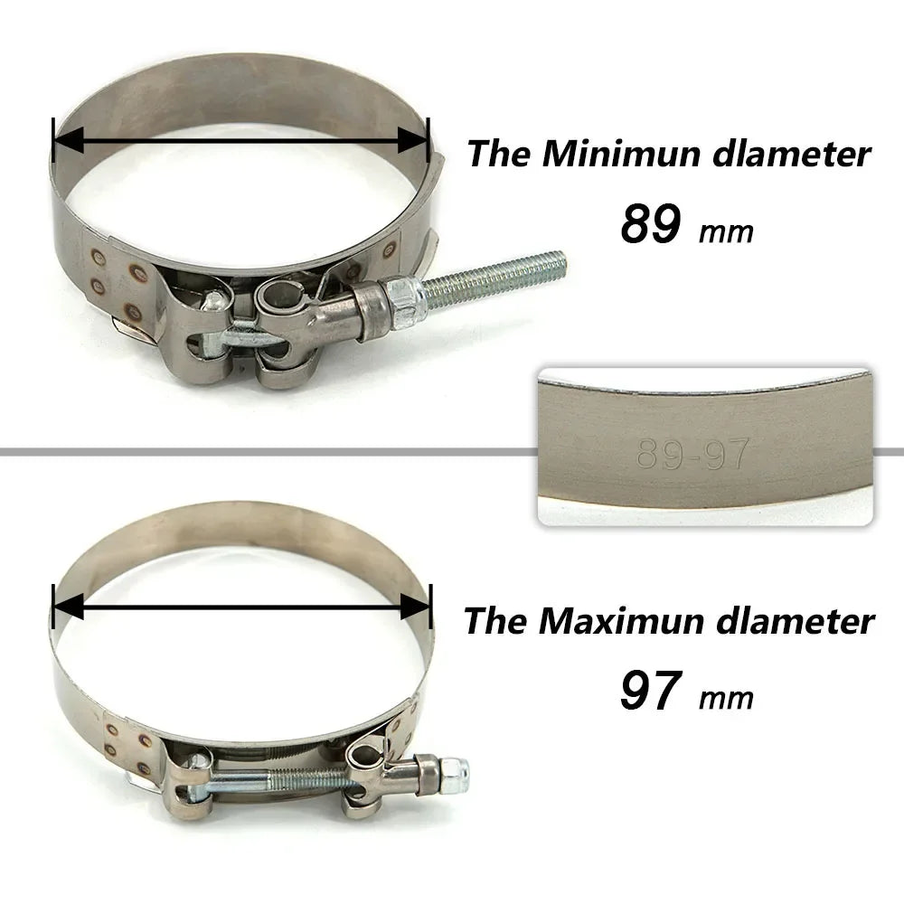 40-112mm 2/2.25/ 2.5/ 2.75/ 3.0/ 3.25/ 3.5/4.0" T-Bolt Exhaust Steel Hose Clamp Intake Turbo Intercooler Silicone Coupler Clamps