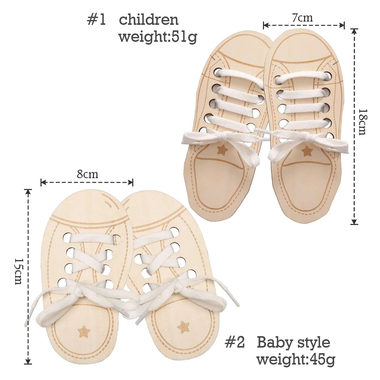 Wooden Lacing Shoe Toy Learn to Tie Laces Creative Threading Toys Practice Tying Shoelaces Boards Educational Montessori Toys