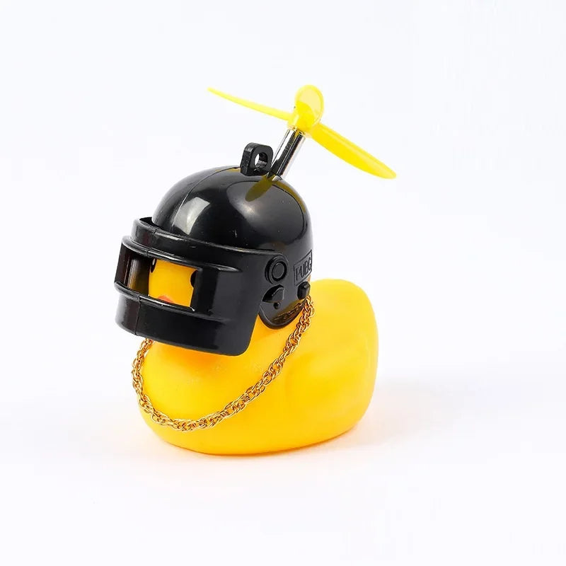 2023 Car Interior Broken Wind Small Yellow Duck with Helmet Airscrew Cute Wind-breaking Duck Cycling Decoration Ornament
