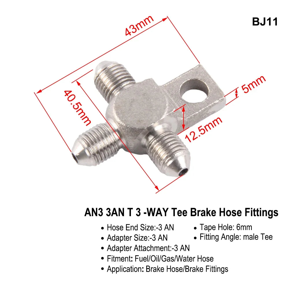 1PC Stainless Steel AN3 to AN -3 Straight Brake Swivel Hose Ends Car Fitting
