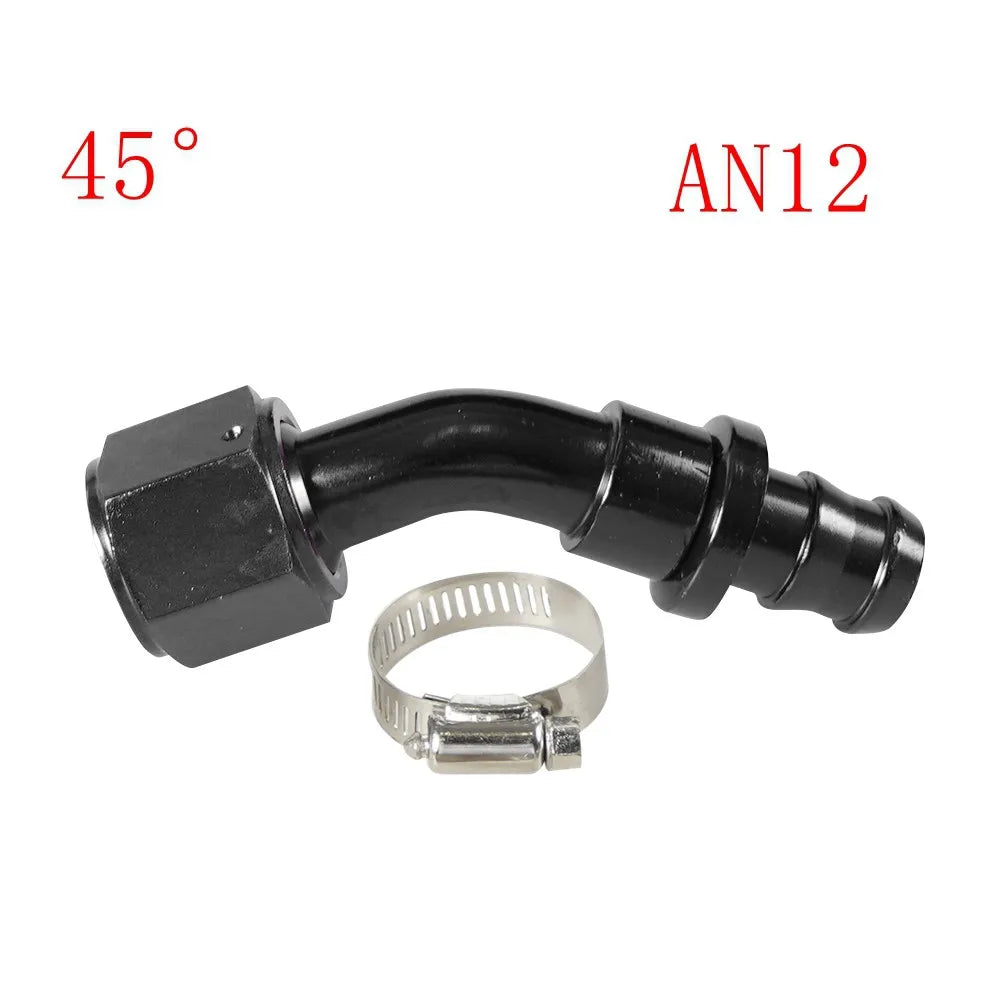 Universal 0 45° 90° 180°Degree AN4 AN6 AN8 AN10 AN12 Oil Fuel Push Lock Hose End Fitting/Adaptor Black
