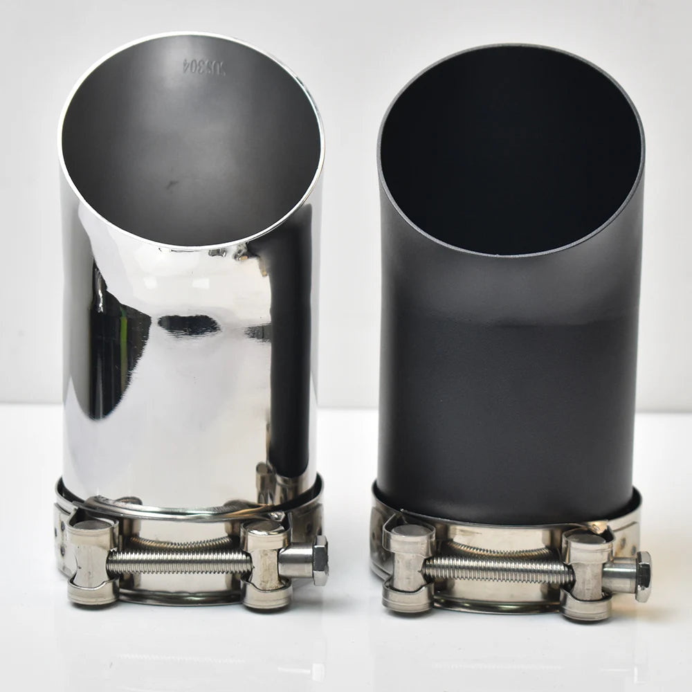 1 Piece Car Matt Black Exhaust 3 Inch Muffler End Tip Silver 45 Degree Bending for 76MM Pipe