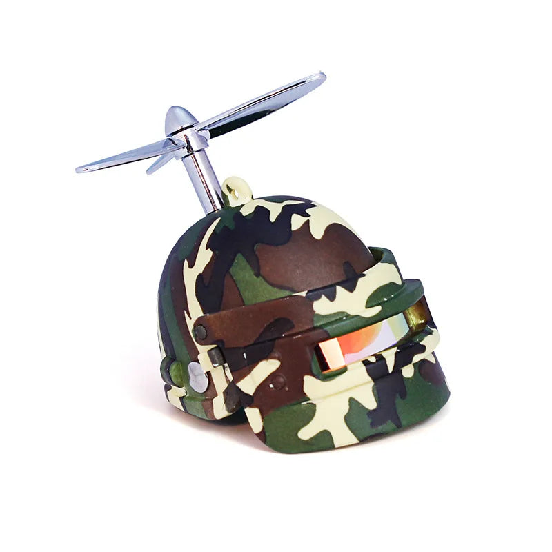 Car Interior Decoration Yellow Duck Accessories Three-level Helmet with Silver Propeller Duck Accessories Weapons Toy Gun AMW