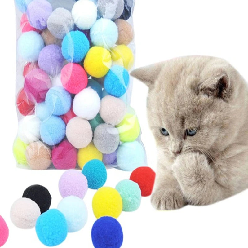 Cat Toy Stretch Plush Ball Interactive Launch Training Creative Colorful Kitten Mini Pom Poms Games Cat Chew Toy Pet Accessories