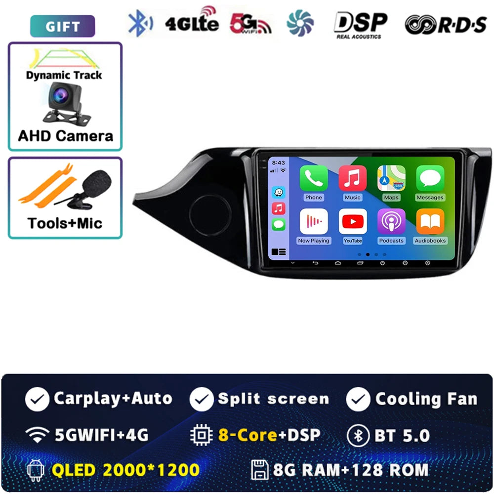 Android 14 Carplay Car Radio For KIA Cee'd CEED JD 2012 2013 2014 - 2018 Multimedia Video Player Navigation GPS Stereo 2 Din DVD
