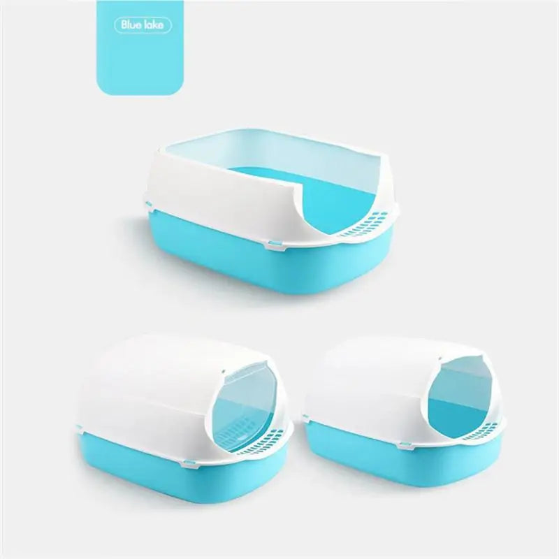 Cat Toilet With Spoon Closed Sandbox Fully Enclosed Pet Litter Box Pet Accessories Cat Excrement Basin Splash Proof Clean Basin