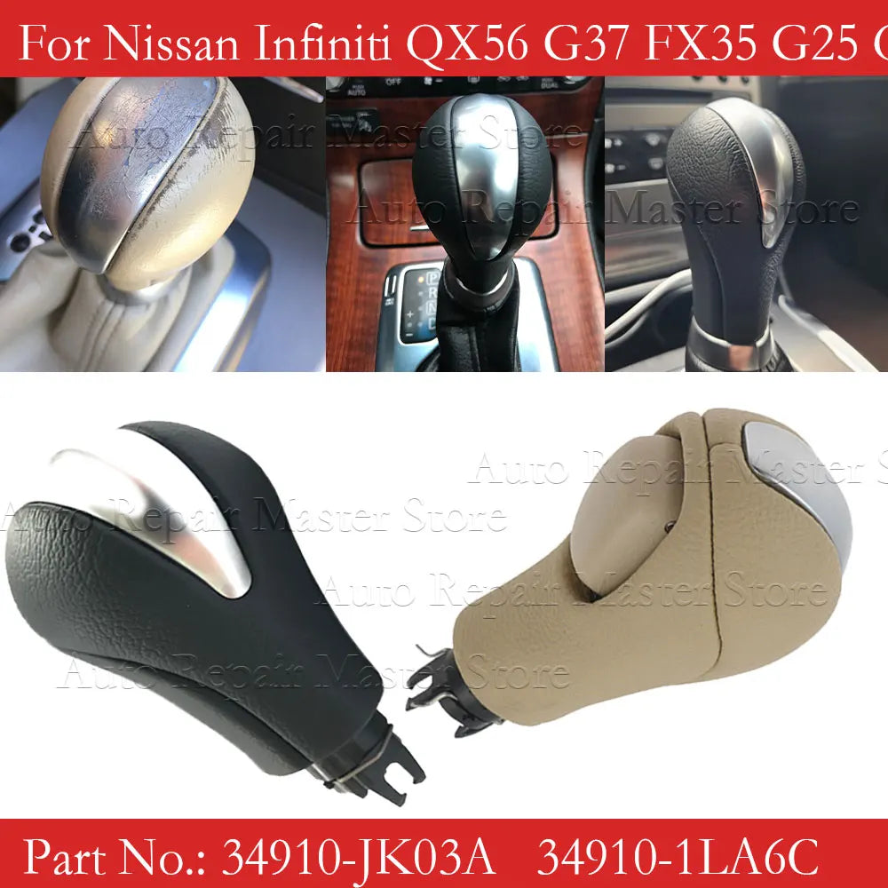Black Beige Automatic Gear Shift Knob Q60 34910-JK03A 34910-1LA6C For Nissan Patrol Y62 Nissan Infiniti G25 G37 FX37 EX37 QX70