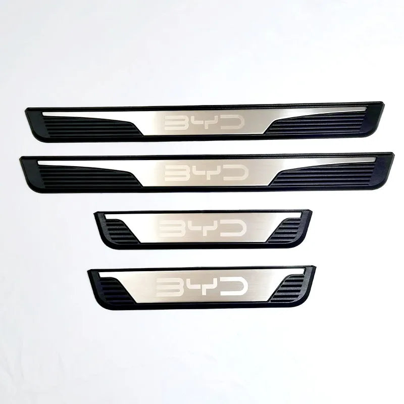 4Pcs/SET Stainless Steel Plastic For 2024 2025 Byd Shark Auto Door Sill Pedal Scuff Plate Decoration Cover Car Accessories