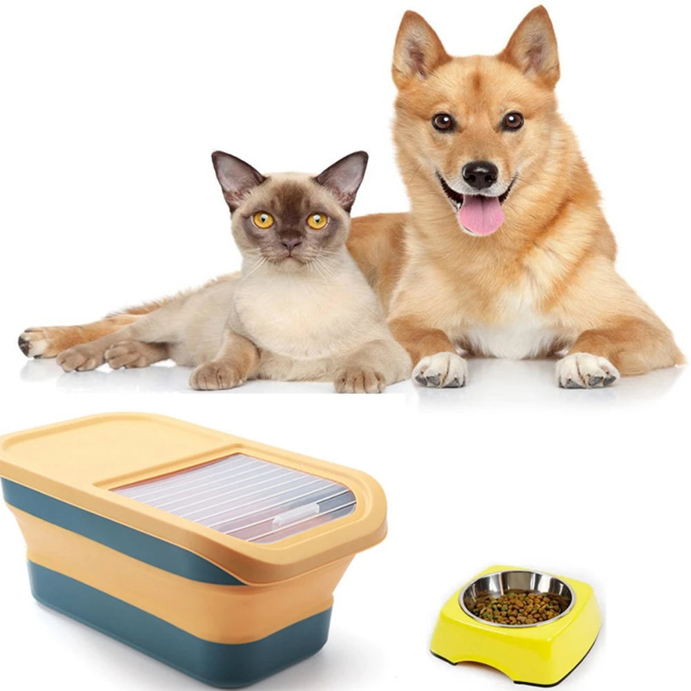 Cat Dog Food Storage Container Moisture-proof Split Design Easy to Disassemble Large Capacity Folding Sealed Pet Food Container