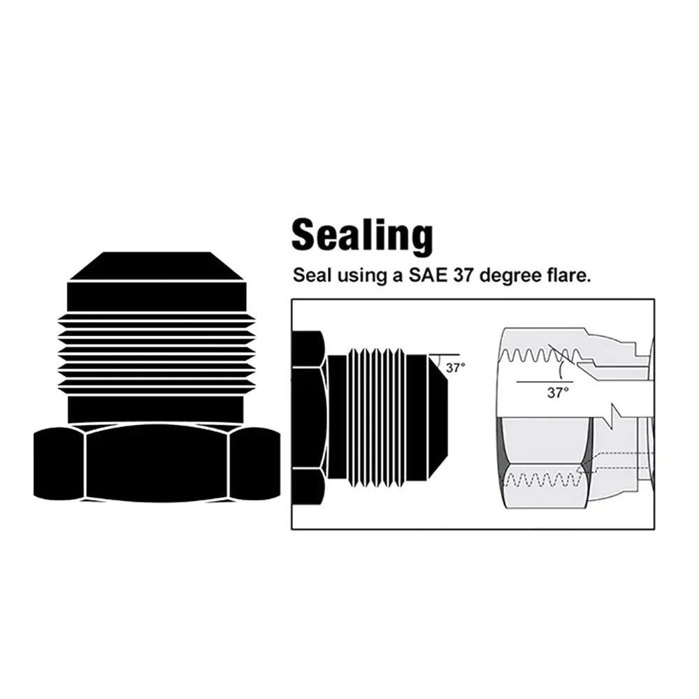 AN4 AN6 AN8 AN10 AN12 Male Flare Thread Hexagon Head Blanking Plugs Fitting Hex Cap Lock Hose Fitting Adapters Aluminum Anodized
