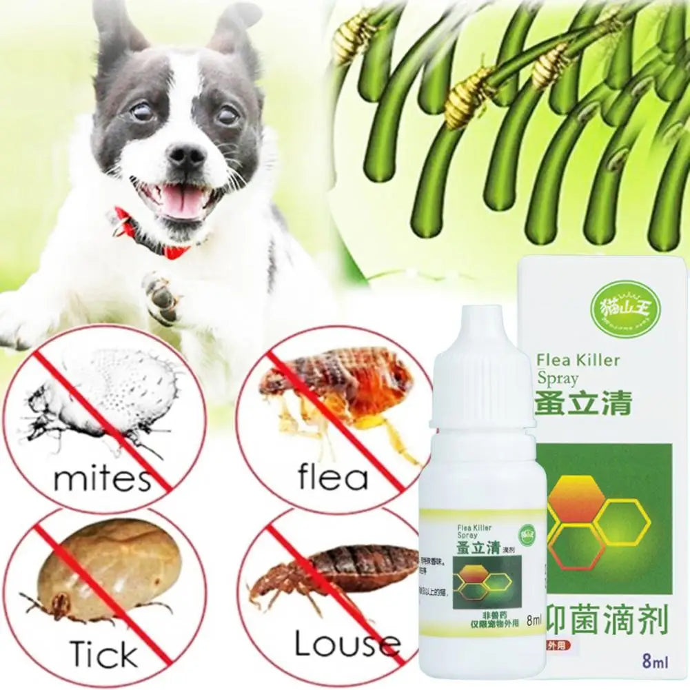 120ML Flea Spray Safe Ingredients Itch Relief Remove Ticks Fleas Universal Pet Dog Anti-flea Mites Ticks Drops Indoor