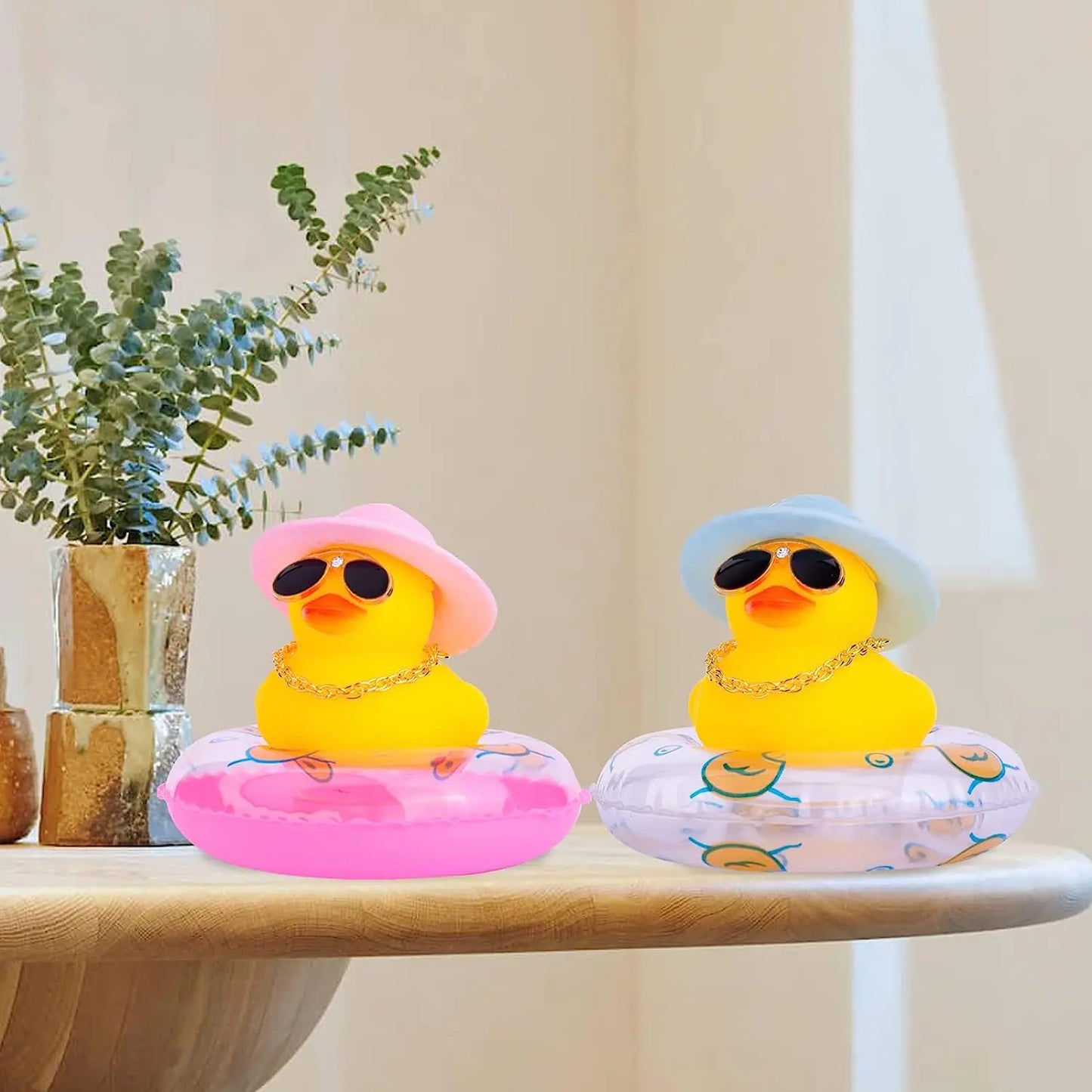 2 Set Car Duck Mini Car Dashboard Yellow Rubber Duckies Toy Jeep Duck Party Favor Car Decoration Table Ornament Car Accessory