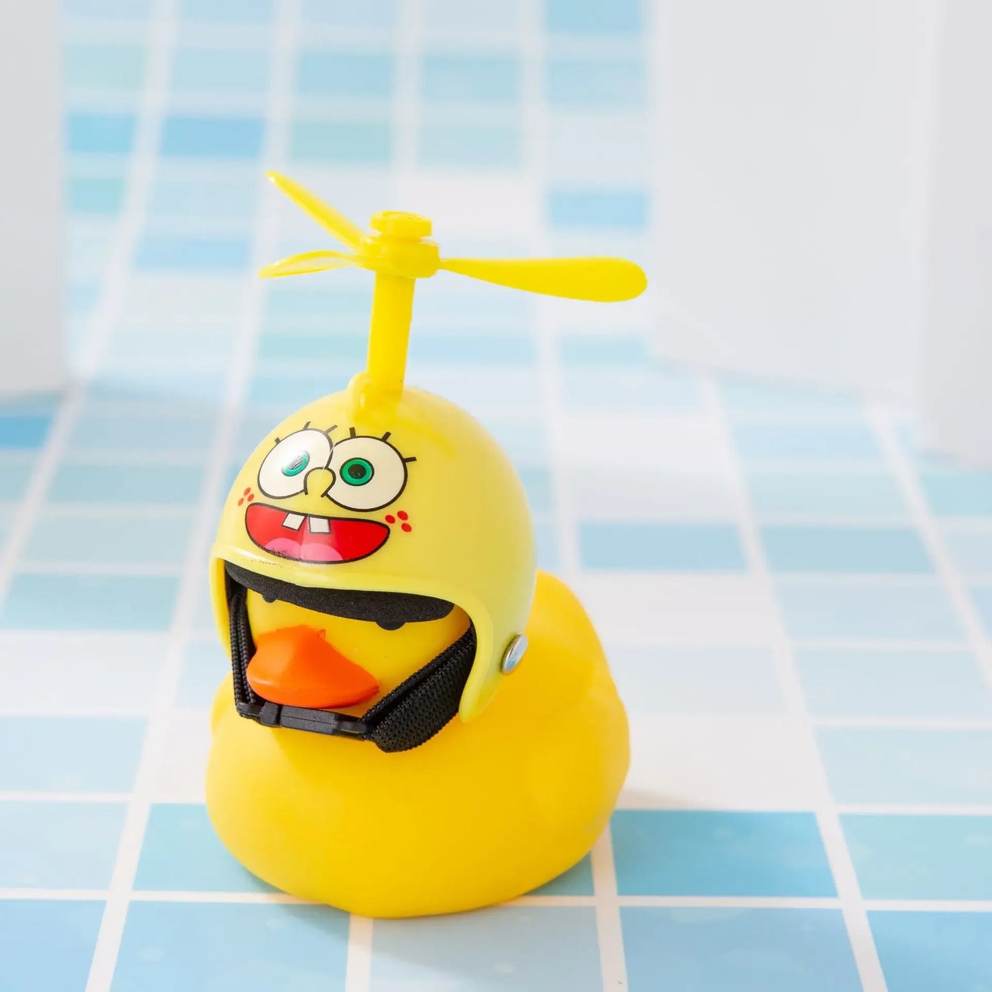2023 Car Interior Broken Wind Small Yellow Duck with Helmet Airscrew Cute Wind-breaking Duck Cycling Decoration Ornament