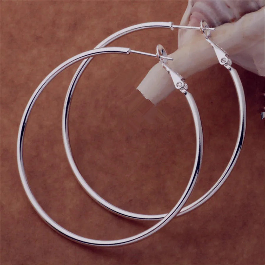 925 Sterling Silver Big Circle Round Hoop Earrings For Women 2022 Trend Exaggerated Ring Earring Jewelry Christmas GaaBou