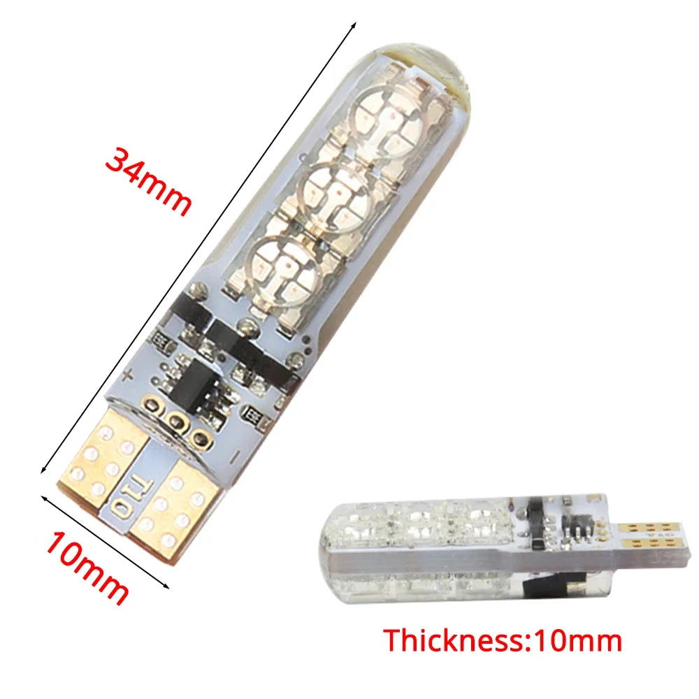 New T10 5050 6SMD DC 12V Waterproof W5W Remote Controller RGB 194 168 Dome Light Silicone Wedge Side Car Signal Atmosphere Bulb